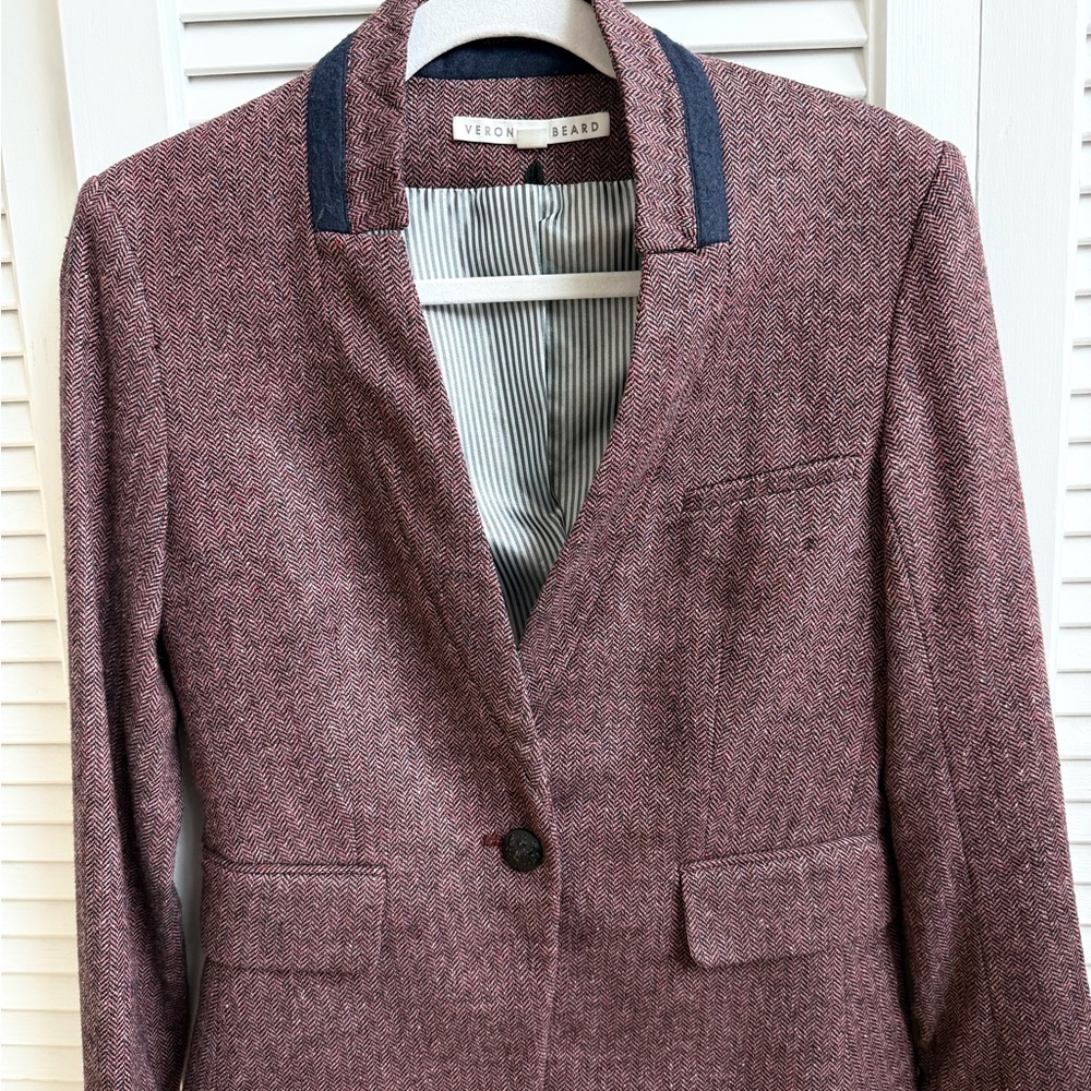 Veronica Beard Women's Burgundy Herringbone Blazer